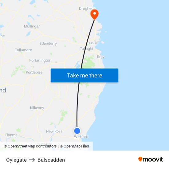 Oylegate to Balscadden map