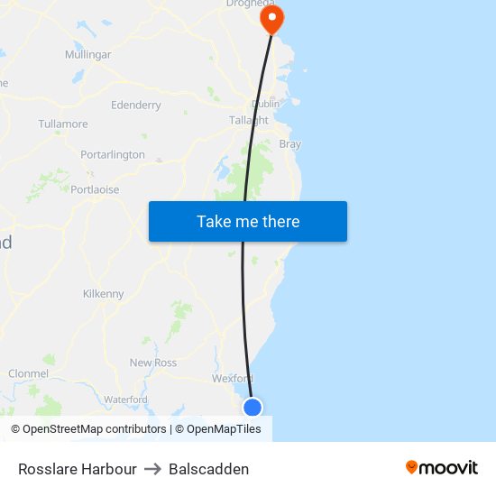 Rosslare Harbour to Balscadden map