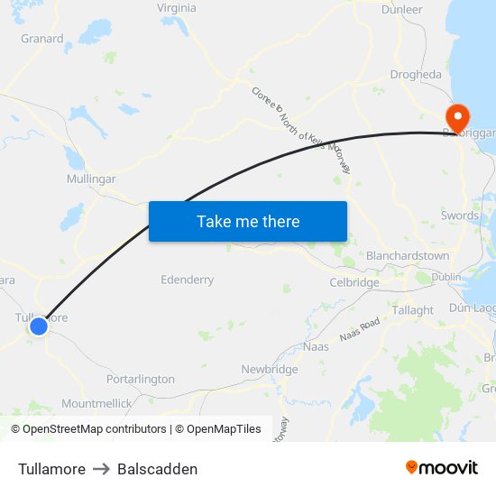 Tullamore to Balscadden map