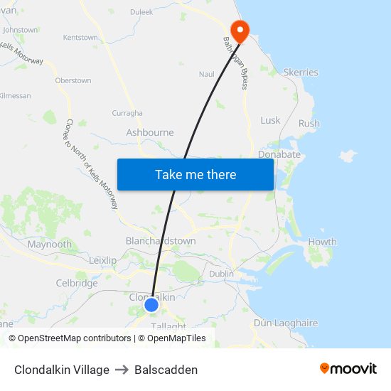 Clondalkin Village to Balscadden map