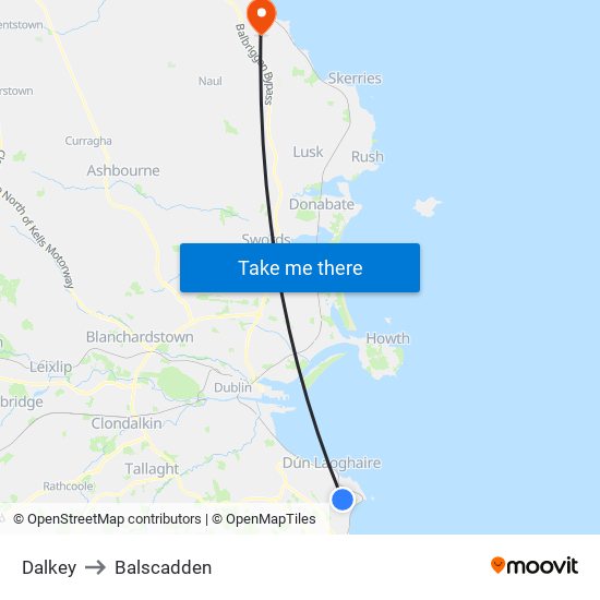 Dalkey to Balscadden map