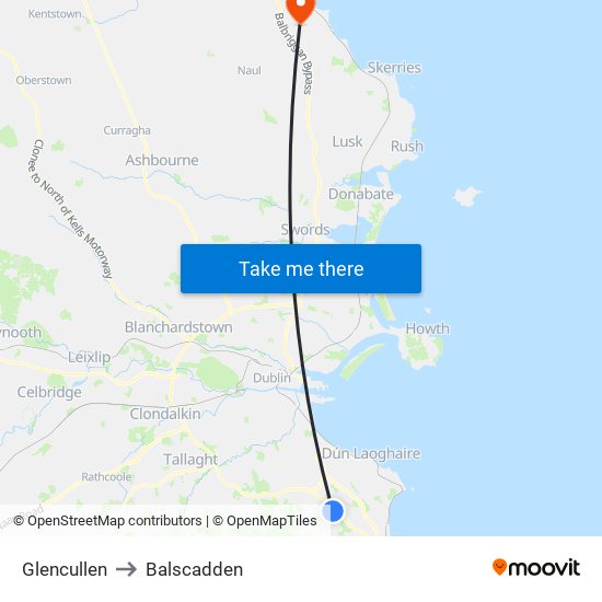 Glencullen to Balscadden map