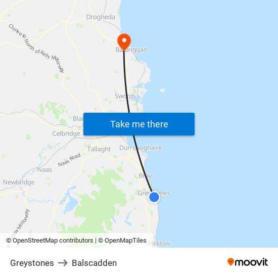 Greystones to Balscadden map