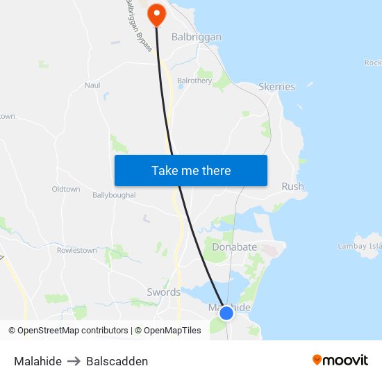 Malahide to Balscadden map