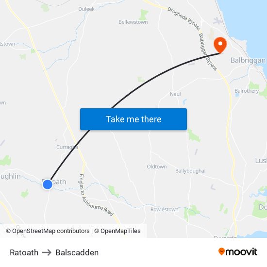 Ratoath to Balscadden map