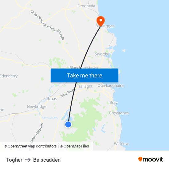 Togher to Balscadden map