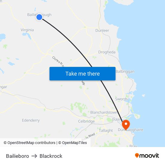 Bailieboro to Blackrock map