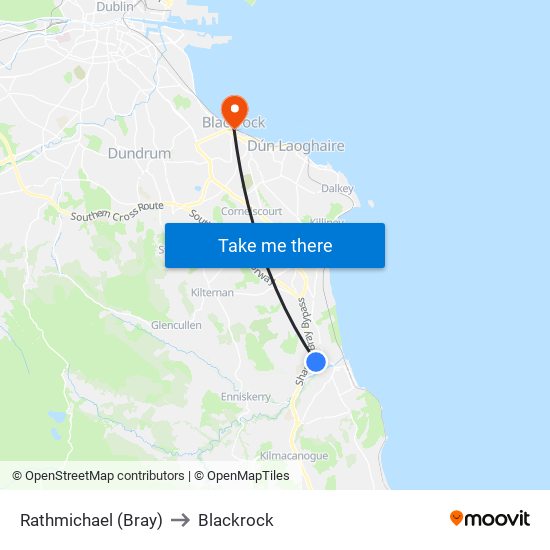 Rathmichael (Bray) to Blackrock map