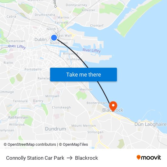 Connolly Station Car Park to Blackrock map