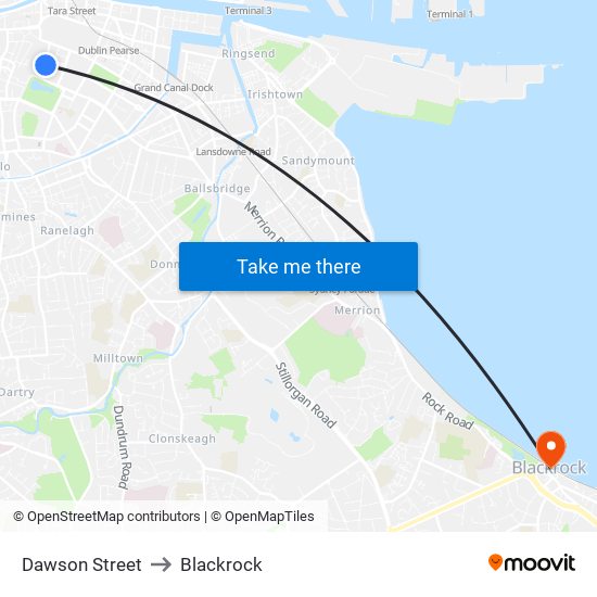 Dawson Street to Blackrock map