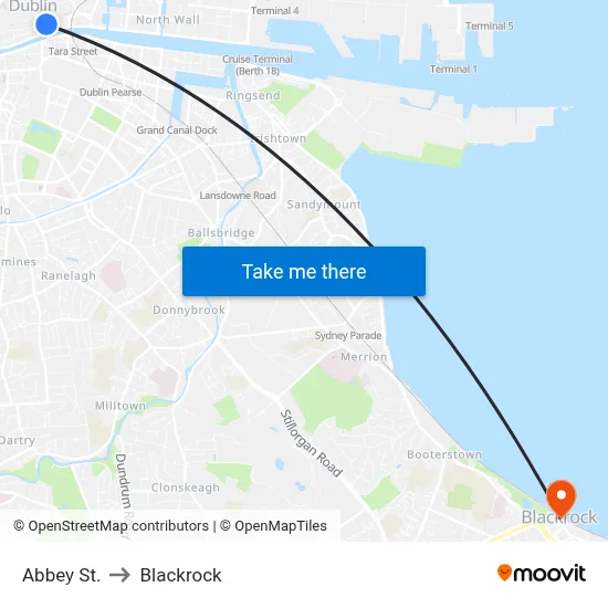 Abbey St. to Blackrock map