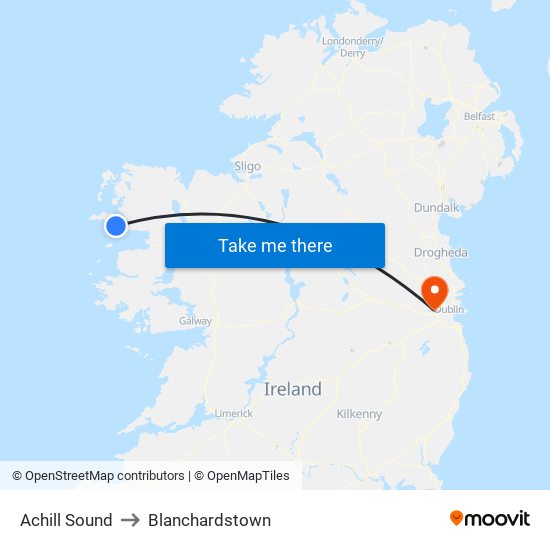 Achill Sound to Blanchardstown map