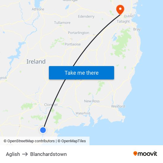 Aglish to Blanchardstown map