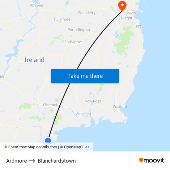 Ardmore to Blanchardstown map