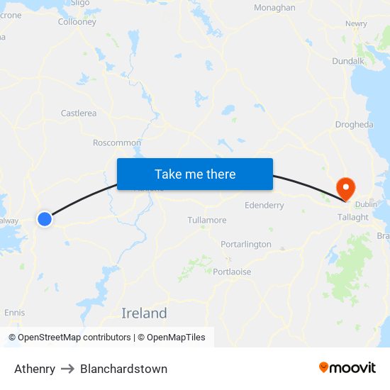 Athenry to Blanchardstown map