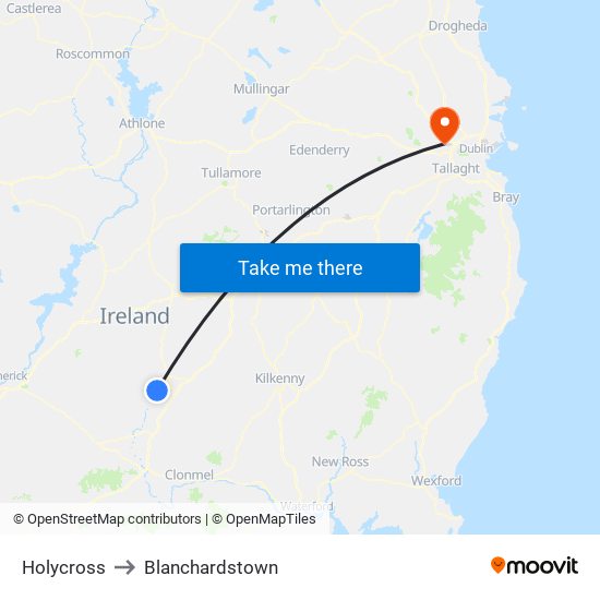 Holycross to Blanchardstown map