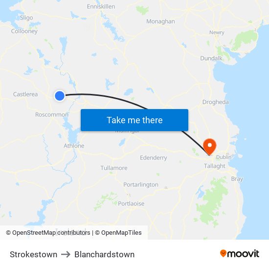 Strokestown to Blanchardstown map