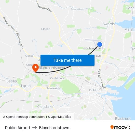 Dublin Airport to Blanchardstown map