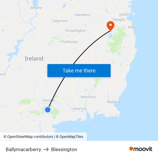 Ballymacarberry to Blessington map