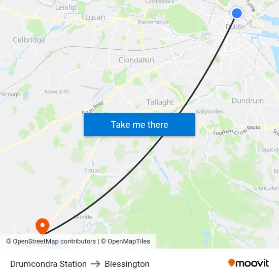 Drumcondra Station to Blessington map