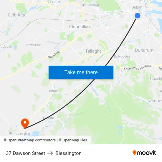 37 Dawson Street to Blessington map