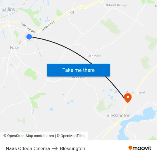 Naas Odeon Cinema to Blessington map