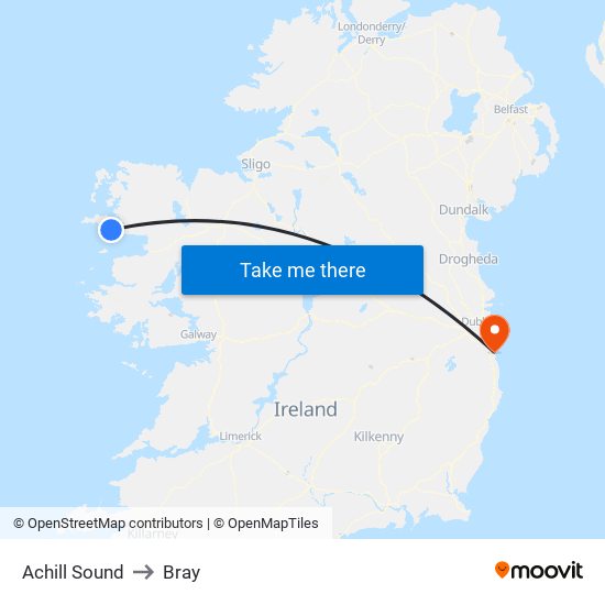 Achill Sound to Bray map