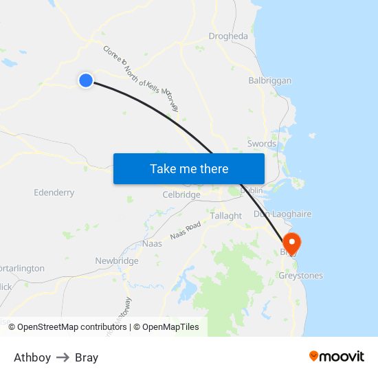 Athboy to Bray map