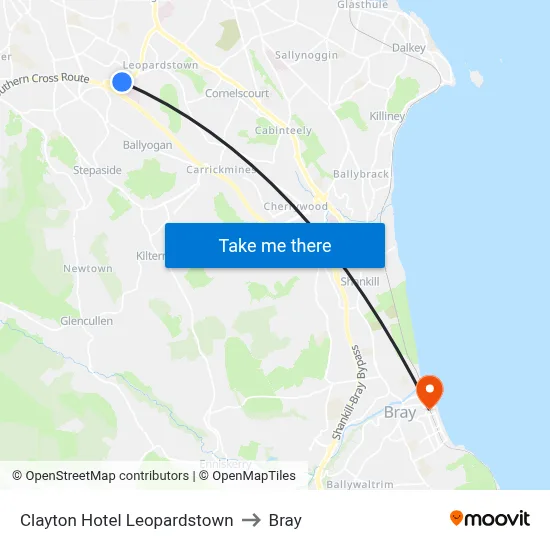 Clayton Hotel Leopardstown to Bray map