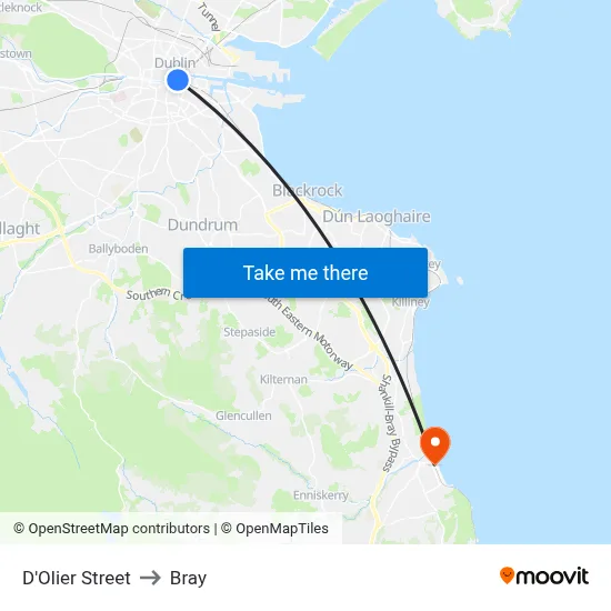 D'Olier Street to Bray map