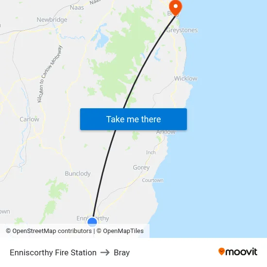 Enniscorthy Fire Station to Bray map