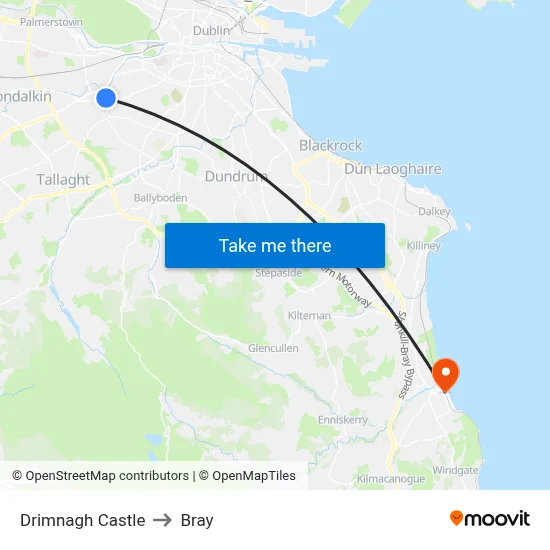 Drimnagh Castle to Bray map