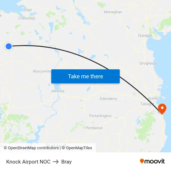 Knock Airport NOC to Bray map