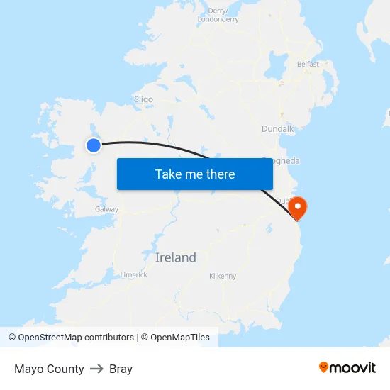 Mayo County to Bray map