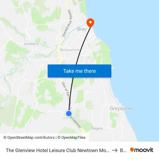 The Glenview Hotel Leisure Club Newtown Mount Kennedy to Bray map