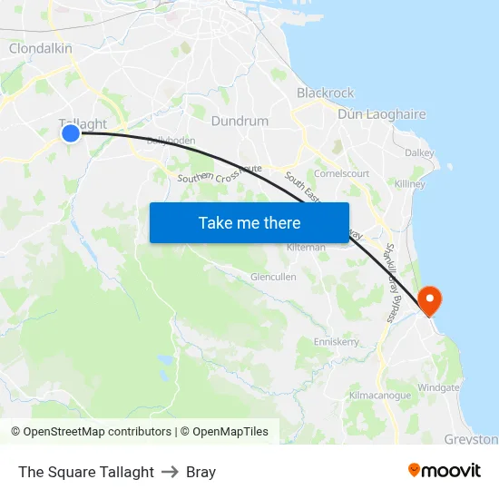 The Square Tallaght to Bray map