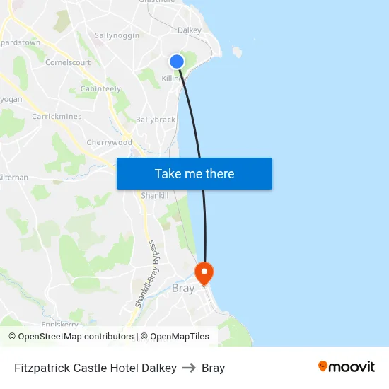 Fitzpatrick Castle Hotel Dalkey to Bray map