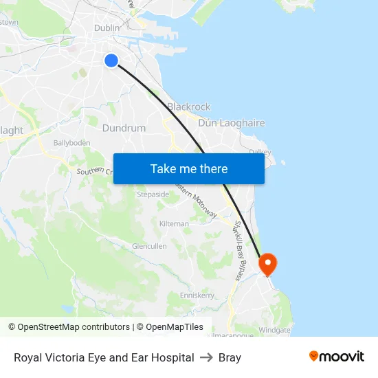 Royal Victoria Eye and Ear Hospital to Bray map