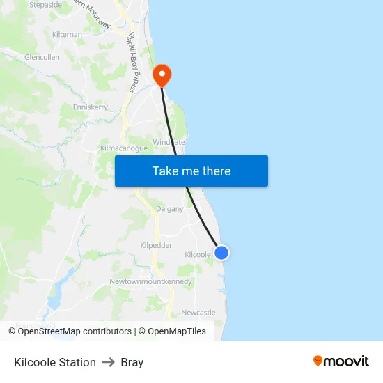Kilcoole Station to Bray map