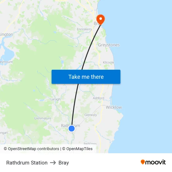 Rathdrum Station to Bray map