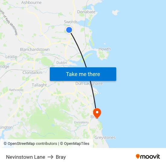 Nevinstown Lane to Bray map
