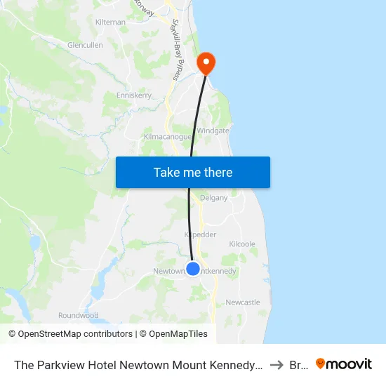 The Parkview Hotel Newtown Mount Kennedy Ireland to Bray map