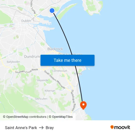 Saint Anne's Park to Bray map