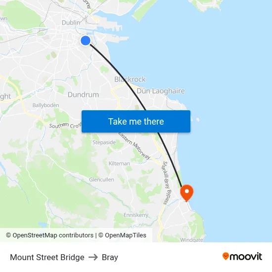Mount Street Bridge to Bray map