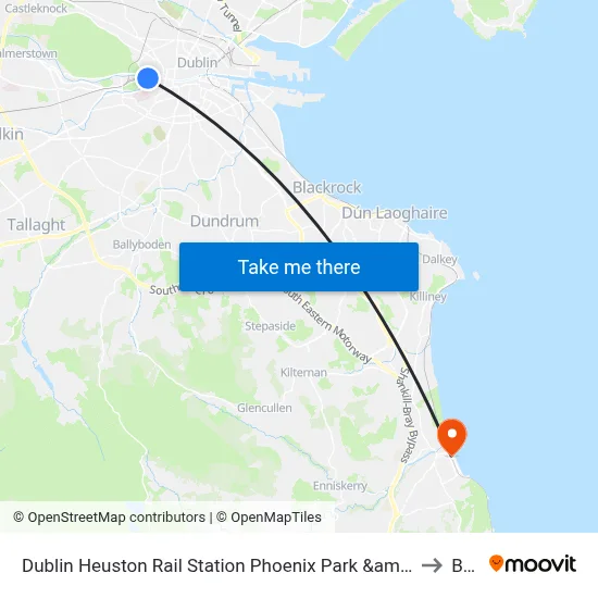 Dublin Heuston Rail Station Phoenix Park &amp; Dublin Zoo to Bray map
