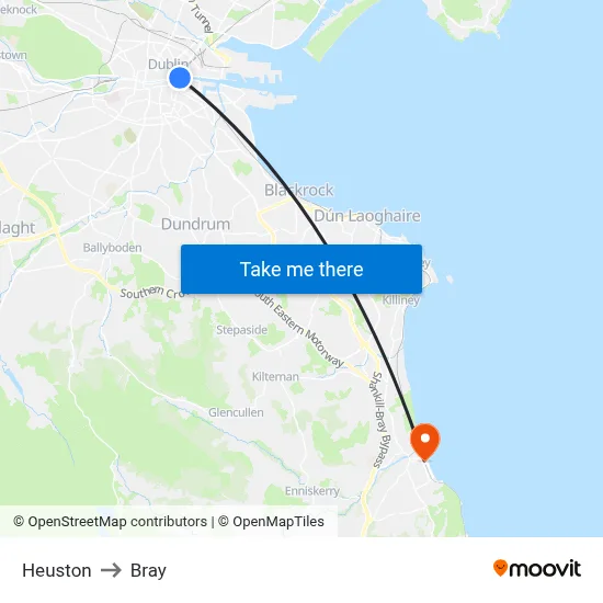 Heuston to Bray map