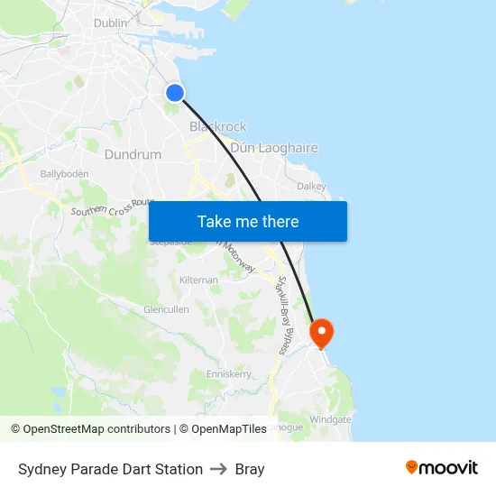 Sydney Parade Dart Station to Bray map