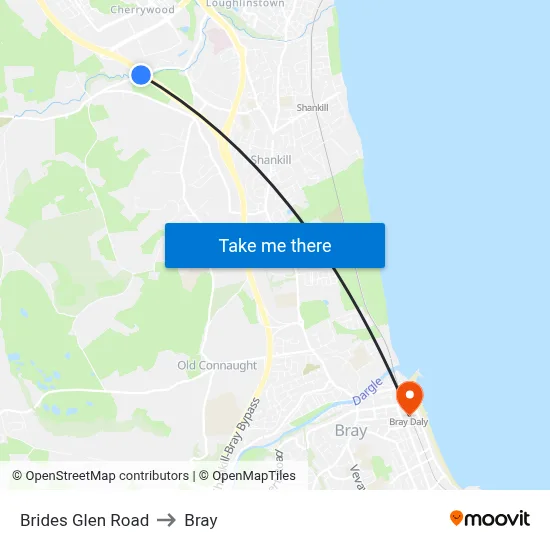Brides Glen Road to Bray map