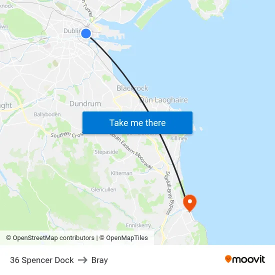 36 Spencer Dock to Bray map