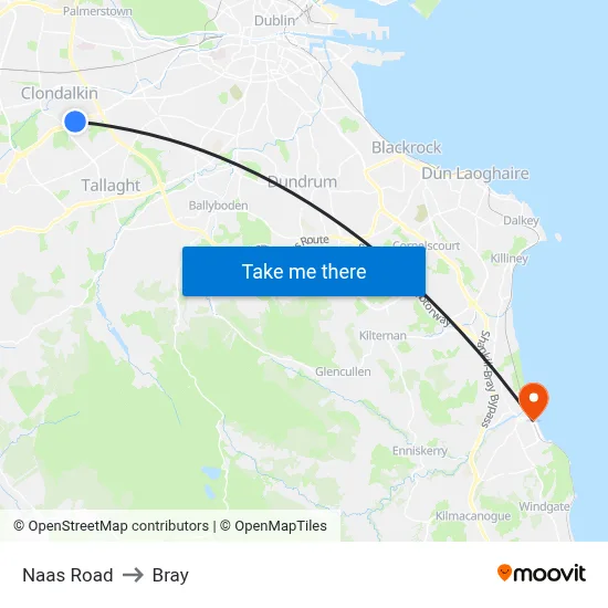 Naas Road to Bray map